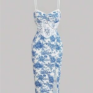 Floral Blue and White Women's Dress